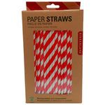 Kikkerland Set of 144 Paper Straws in Red Stripes