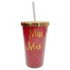 Bride Theme Pink Plastic Tumbler Cup with Straw