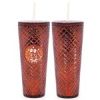 Dazzling 24 oz Red 10" Holographic Tumbler with Straw