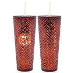 Dazzling 24 oz Red 10" Holographic Tumbler with Straw