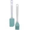 2 Piece Silicone Basting Brush and Spoon Spatula with Plastic Handles in Assorted Colors