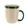 12-Ounce White Mug with Green Trim