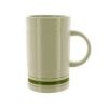 16 Oz White W/Green Stripe Ceramic Mug