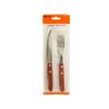Knife and Fork Set with Red Wooden Handles
