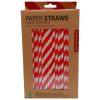 Kikkerland Set of 144 Paper Straws in Red Stripes