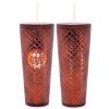 Dazzling 24 oz Red 10" Holographic Tumbler with Straw