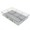 4 Section Plastic Organizer Bin with Grey Silicone 13" x 9" x 2.5"