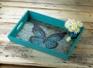 Elegant Blue Butterfly Serving Tray