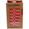 Kikkerland Set of 144 Paper Straws in Red Stripes