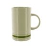 16 Oz White W/Green Stripe Ceramic Mug