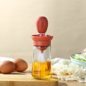 1pc Kitchen Oil Dispenser Bottle With Brush 2 In 1 Olive Oil Dispenser Bottle With Silicone Basting Brush And Dropper Glass Oil Bottle Convenient (Color: Red)