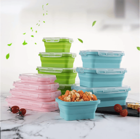 Microwavable Pizza Slice Container to Organize (Color: Blue, size: 350ML)