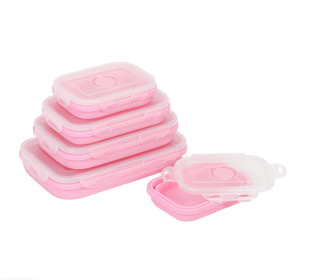 Microwavable Pizza Slice Container to Organize (Color: Pink, size: 1200ML)